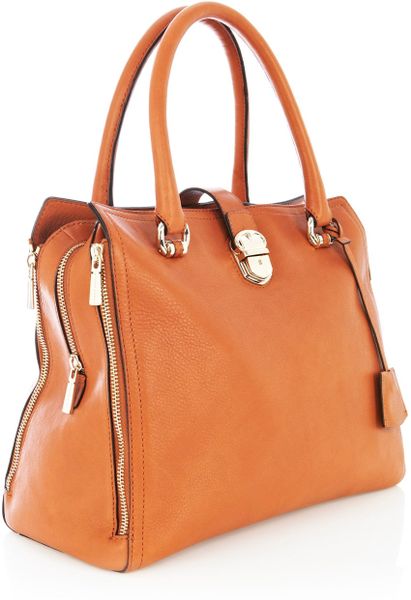 Karen Millen Tan Luxe Leather Maxi Bag in Orange (Tan) | Lyst