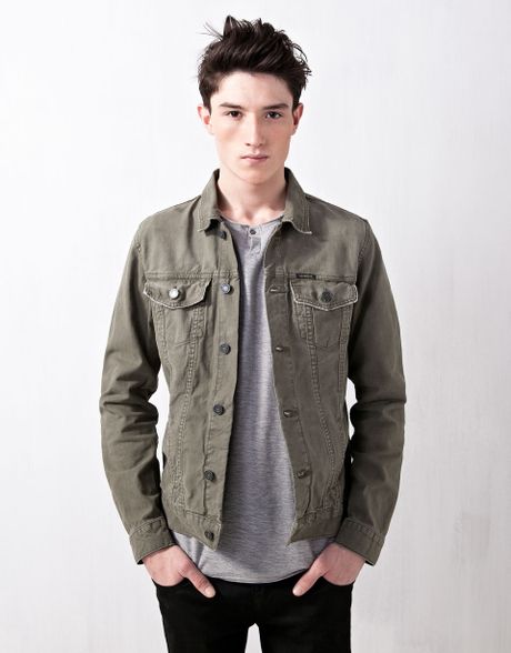 Pull&bear Denim Jacket in Green for Men | Lyst