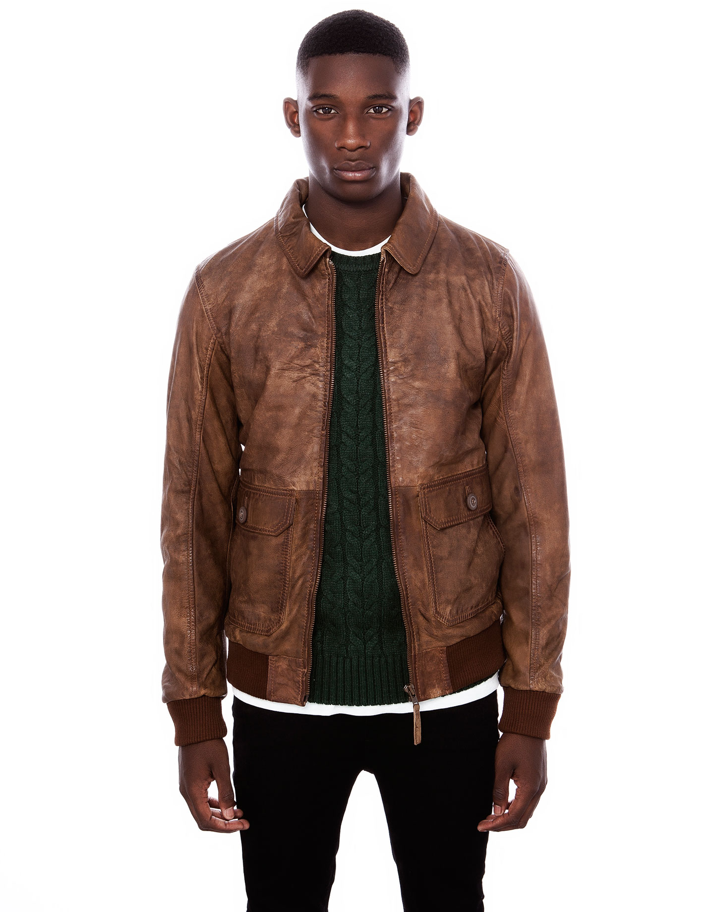 Pull&bear Leather Jacket in Brown for Men (PALE BROWN) | Lyst