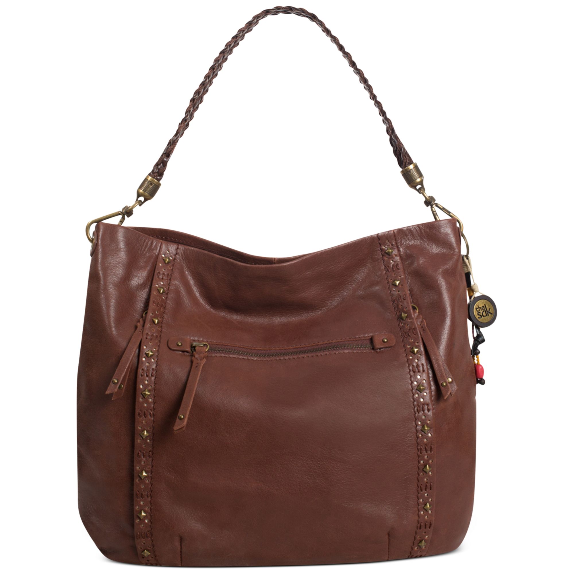 The Sak Indio Leather Hobo in Brown (Brown Perf Studs) | Lyst