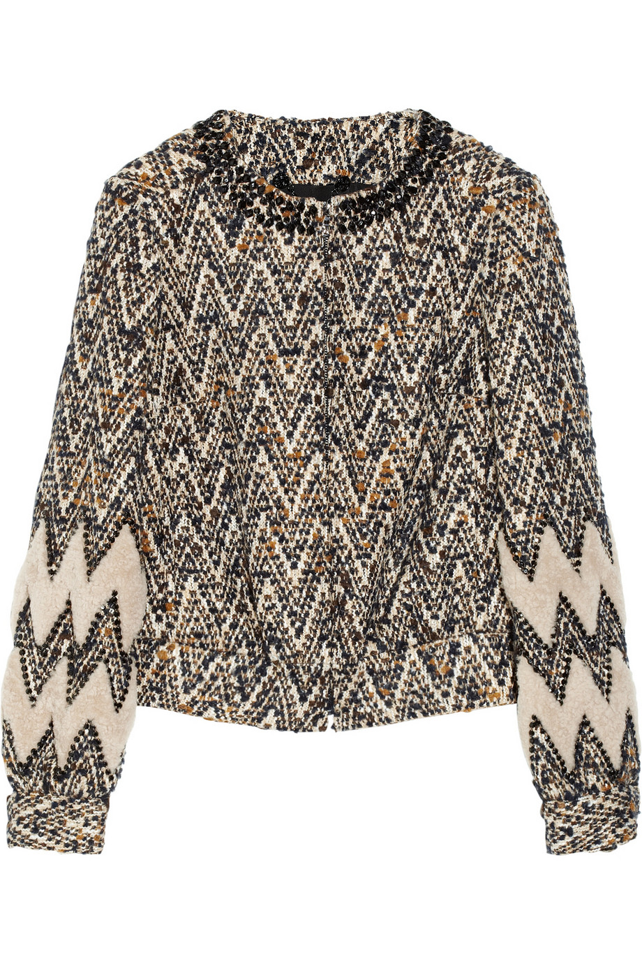 Lyst - Tory Burch Cory Embellished Bouclé Jacket in Natural