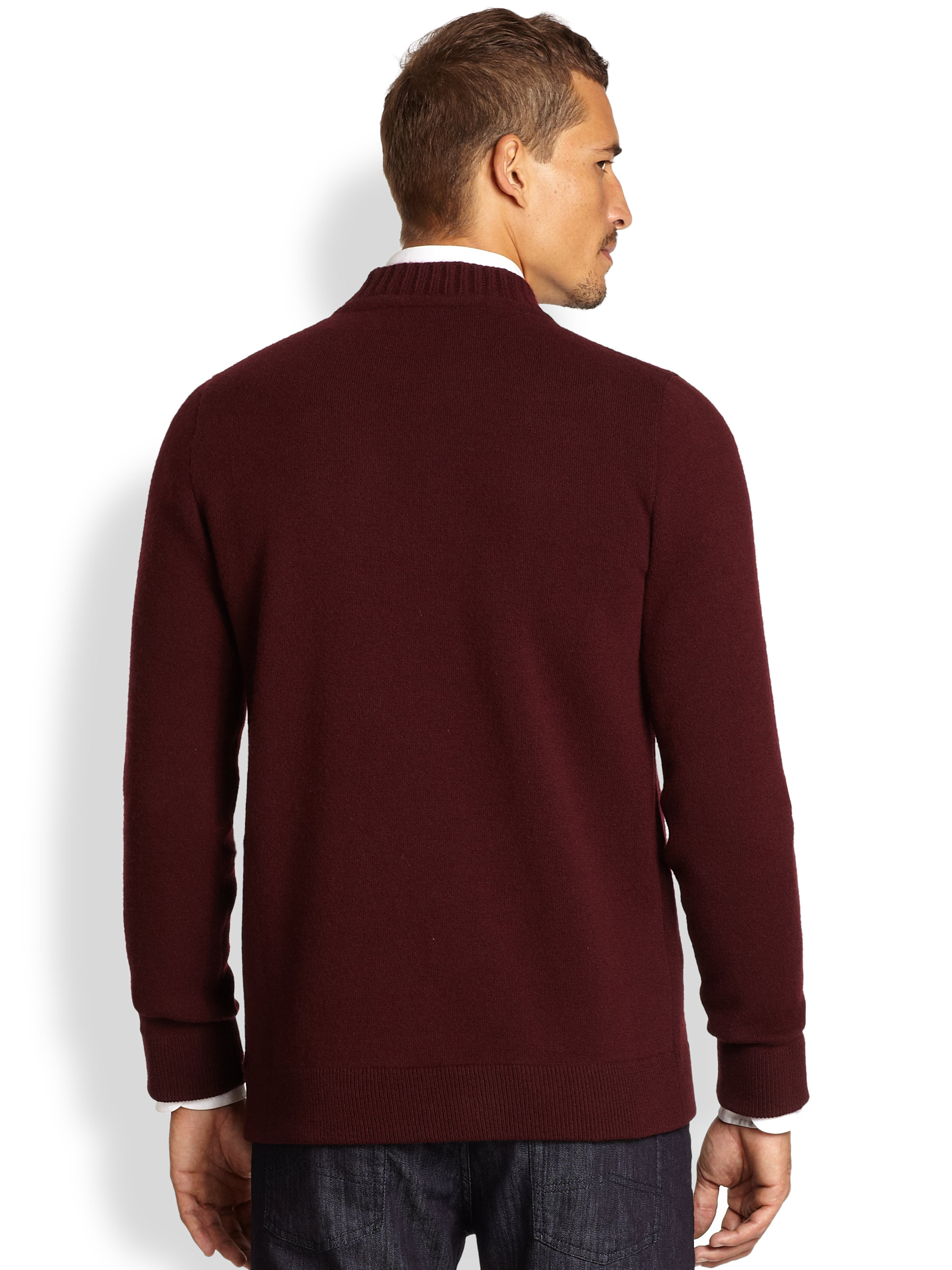 Armani Wool Sweater Jacket in Purple for Men | Lyst