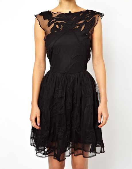 Asos Gothic Prom Dress in Black (Cream) | Lyst