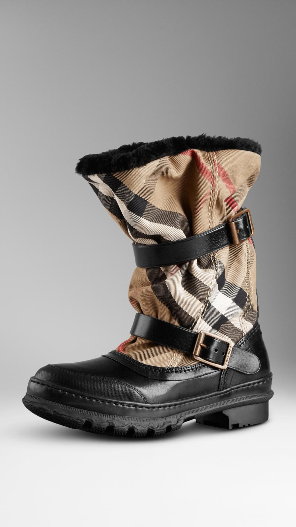 Lyst - Burberry House Check Snow Boots in Brown for Men