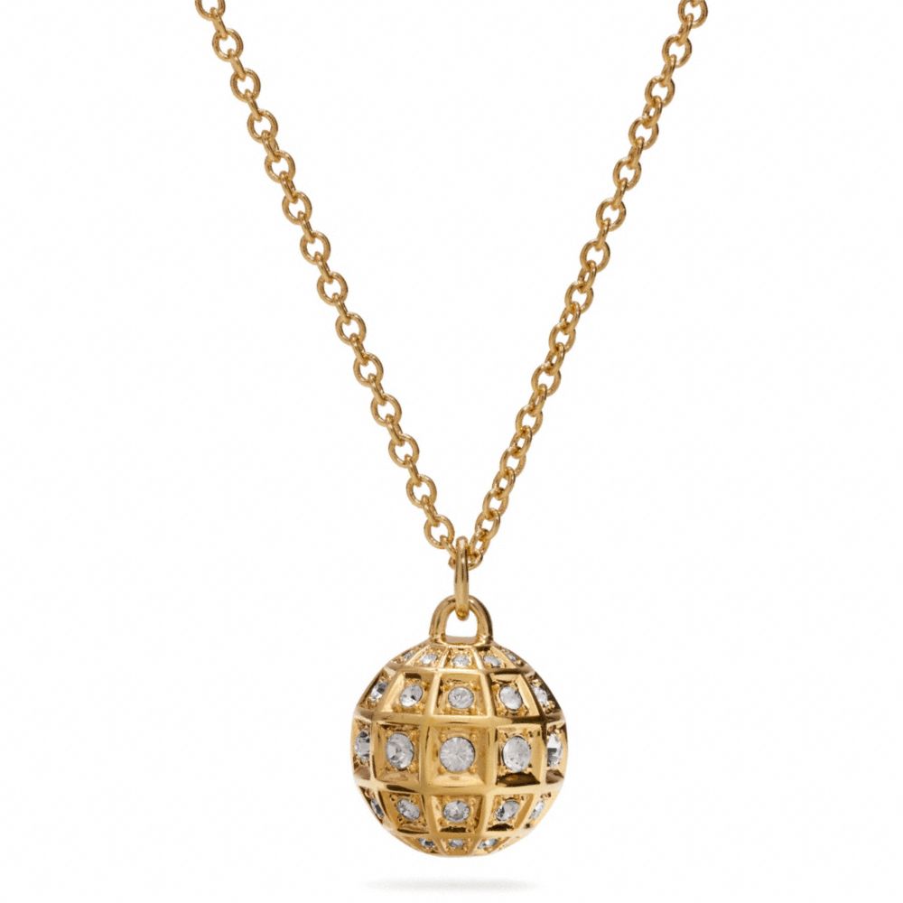 Coach Long Beveled Pave Ball Necklace in Metallic | Lyst