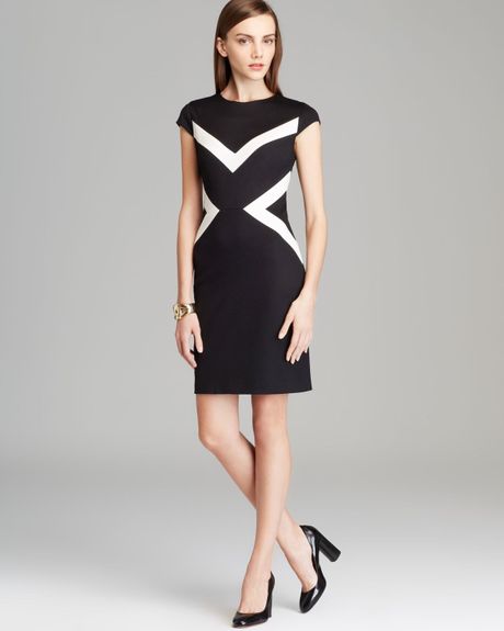 black & white | Colorblock dress, Dresses, Skin tone dress