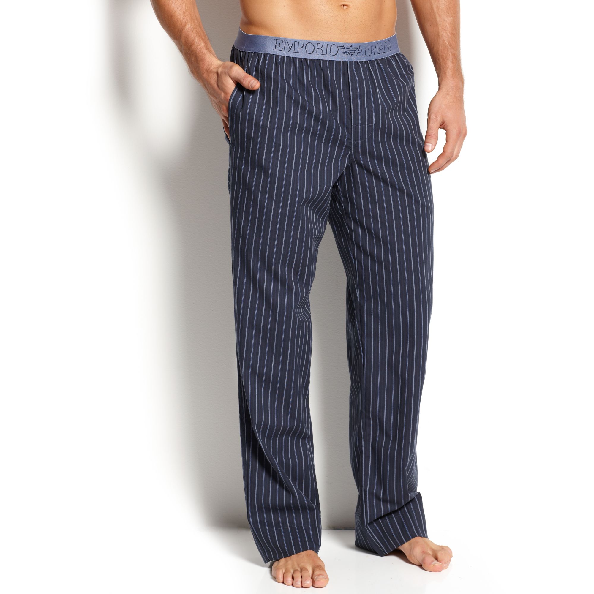 Emporio armani Woven Pajama Pants in Gray for Men | Lyst