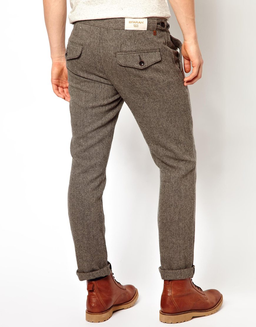 Asos Farah Vintage Wool Pants in Gray for Men | Lyst