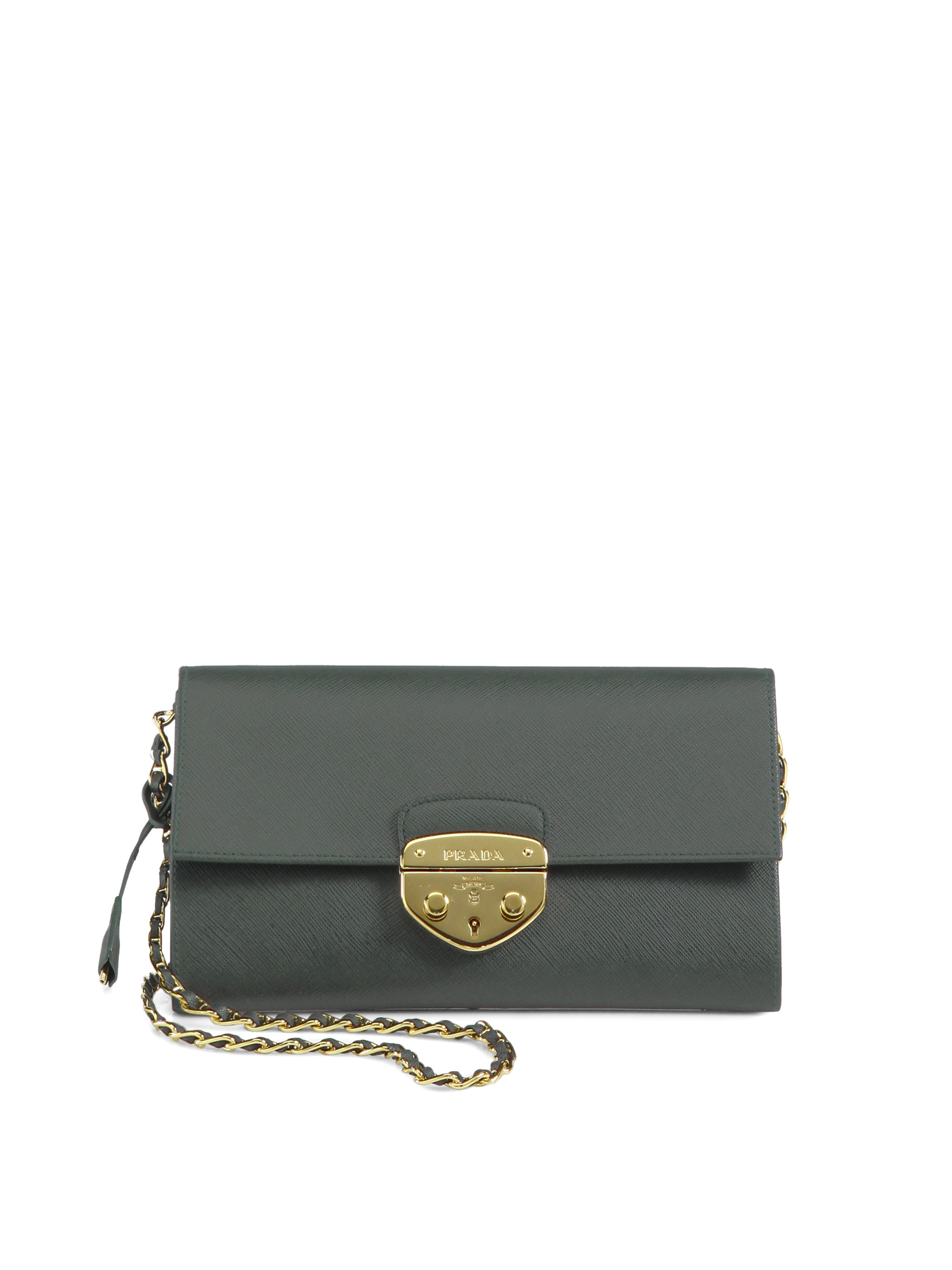 Lyst - Prada Saffiano Lux Convertible Chain Wallet in Gray