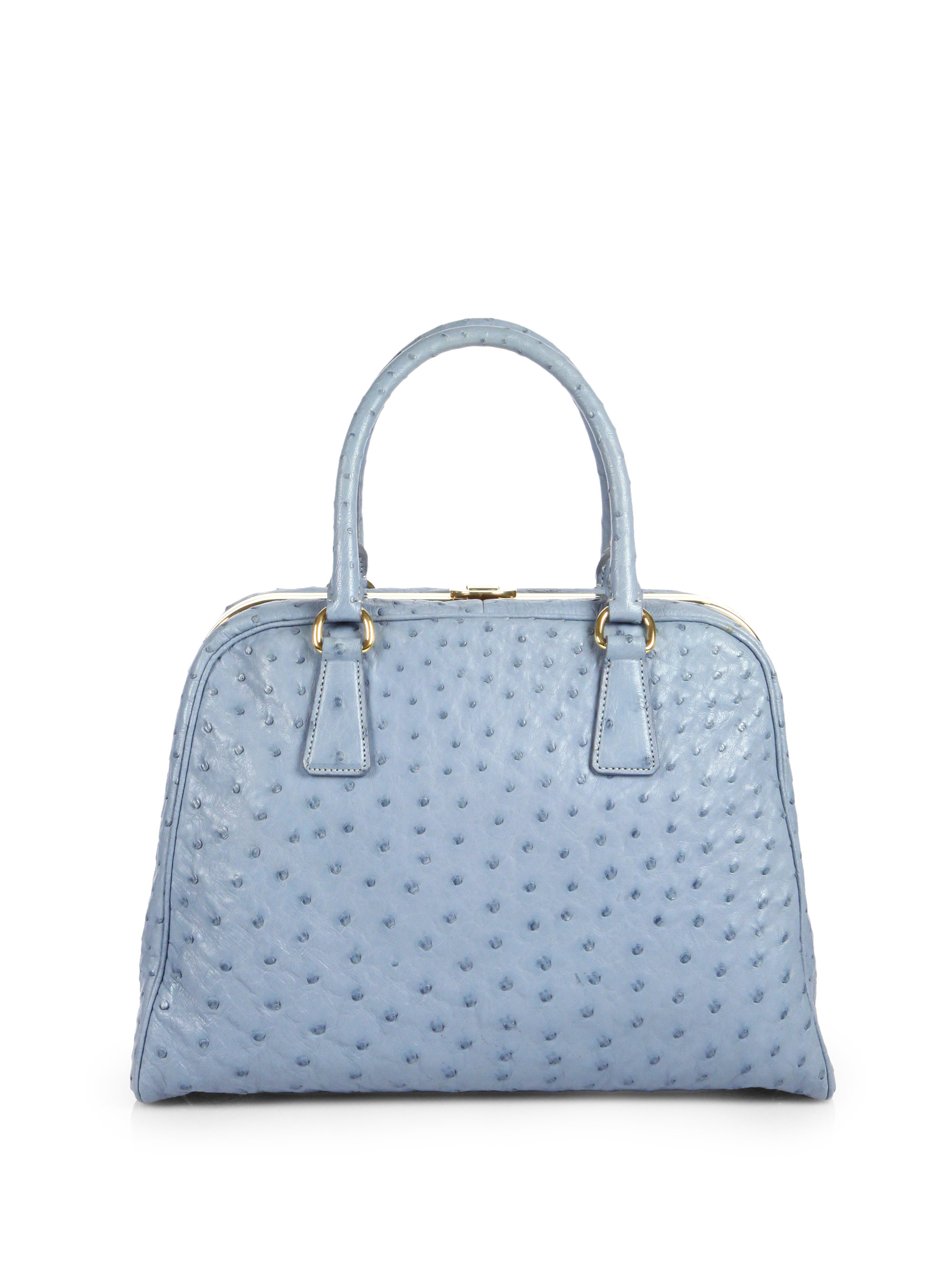 Lyst Prada Ostrich Pyramid Bag In Blue Gallery