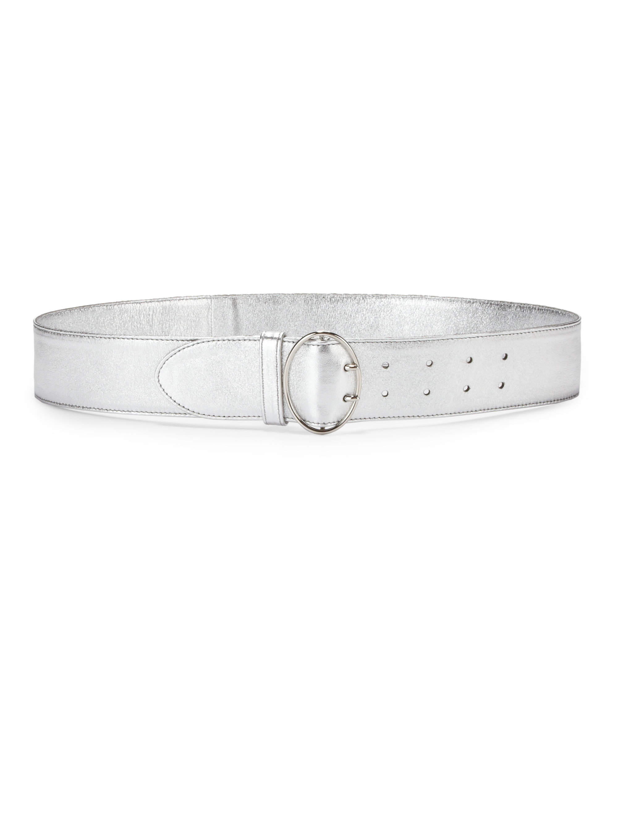 Prada Wide Metallic Nappa Leather Belt in Silver | Lyst  