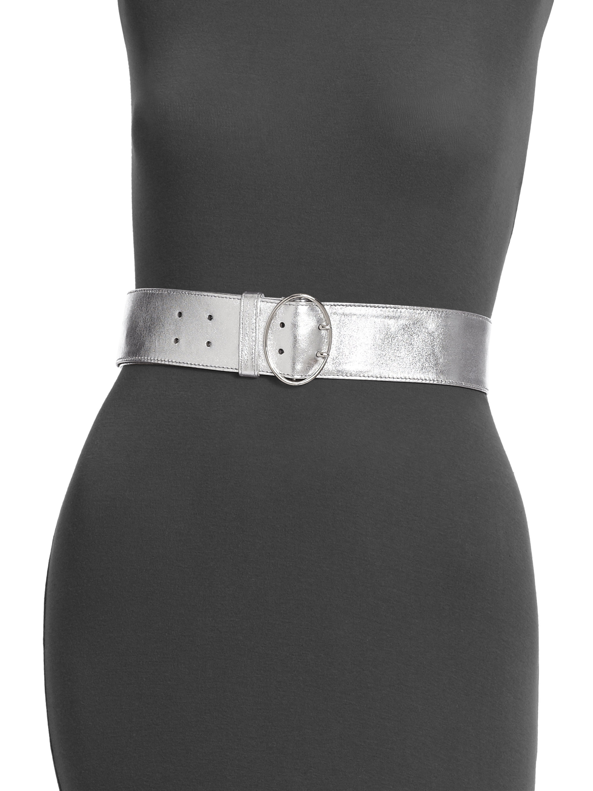 Prada Wide Metallic Nappa Leather Belt in Silver | Lyst  
