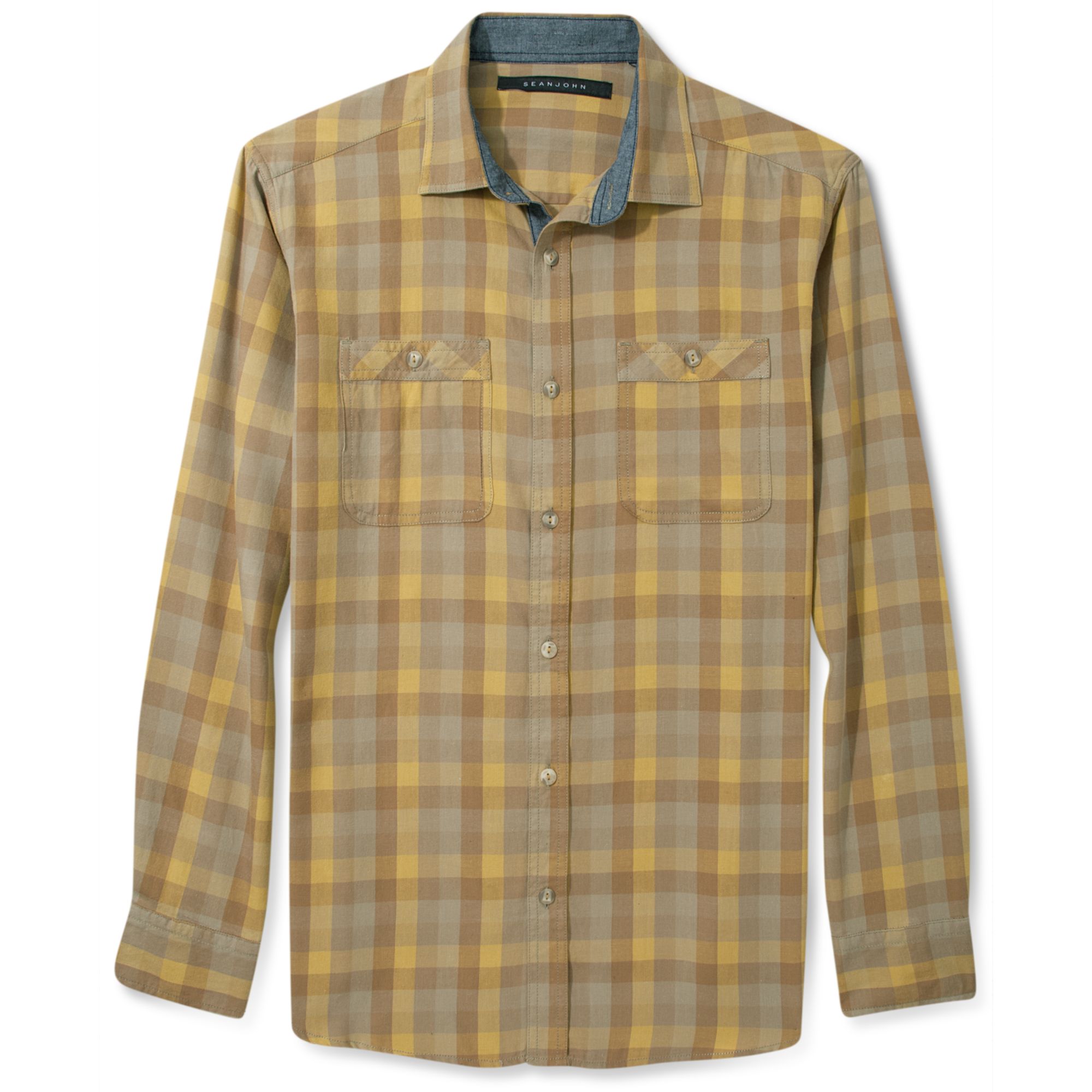 Sean John Long Sleeve Checkerboard Shirt in Multicolor for Men (Dijon ...