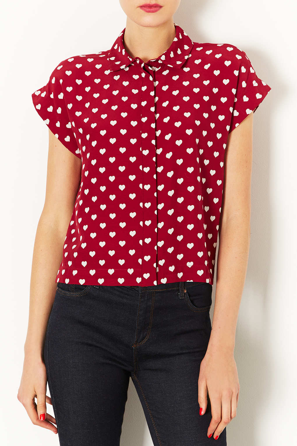 red heart print blouse