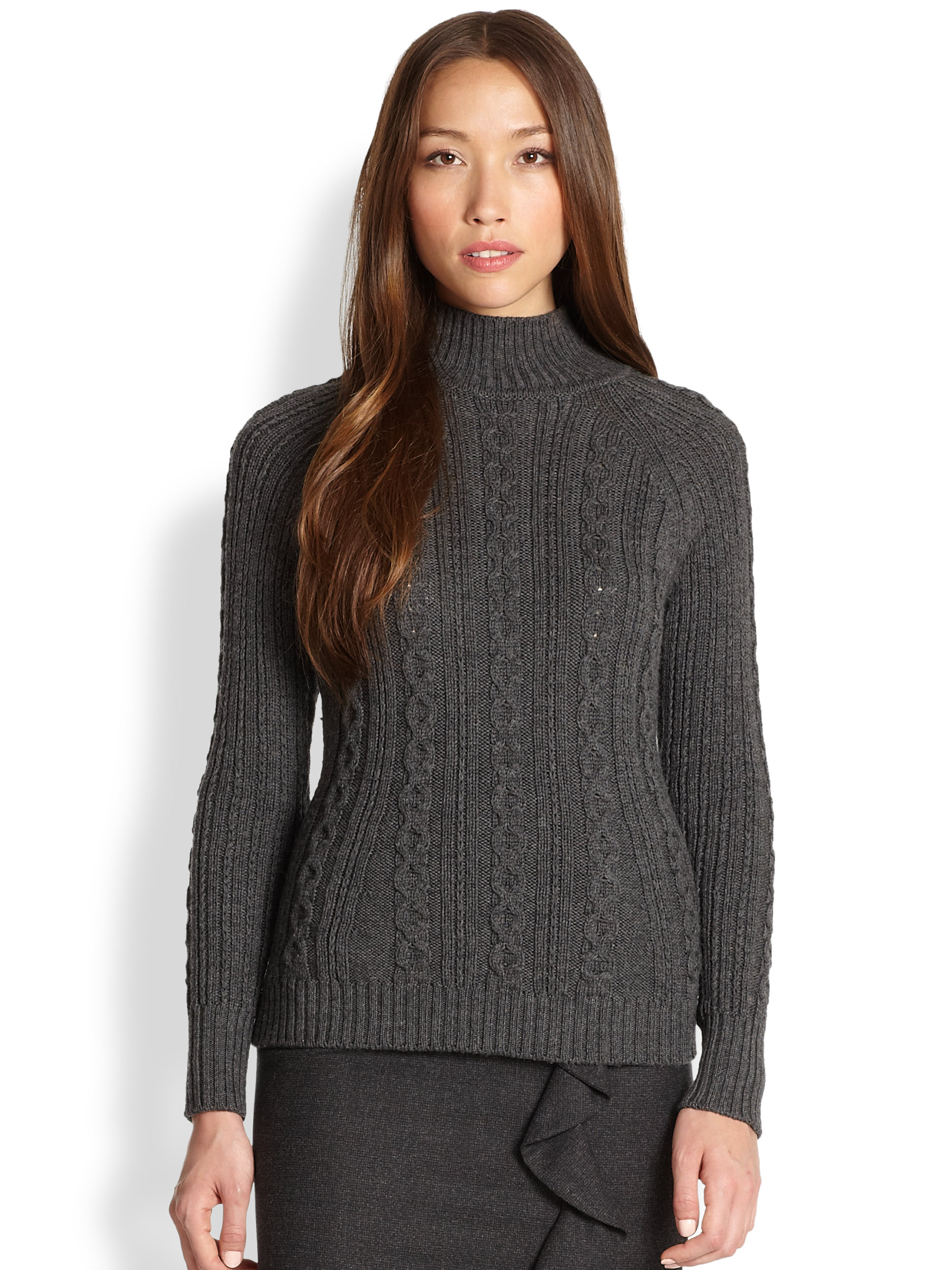 Lyst - Weekend By Maxmara Pampas Cable Knit Sweater in Gray