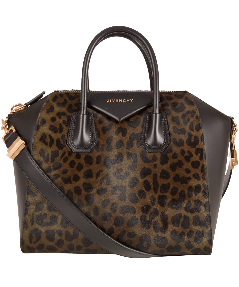 Givenchy Medium Khaki Leopard Print Antigona Tote Bag in Animal (khaki ...
