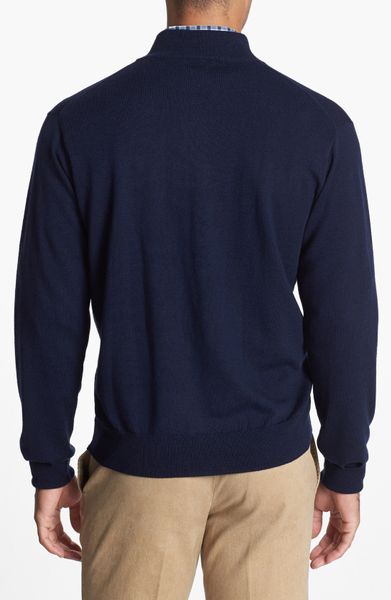 Peter Millar Quarter Zip Merino Wool Sweater in Blue for Men (Navy) | Lyst