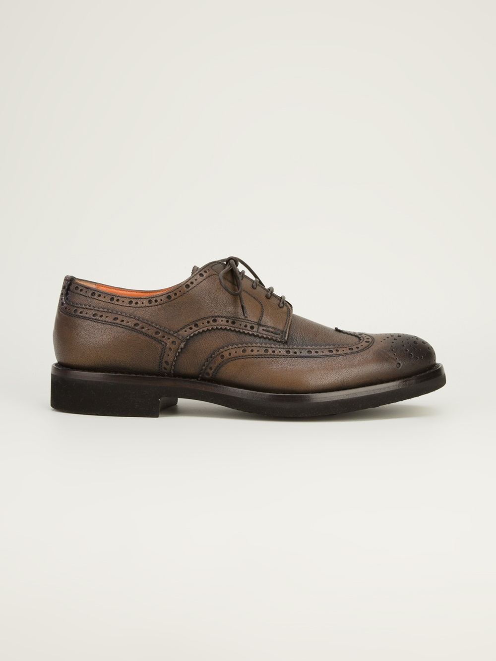 Lyst - Santoni Lace Up Brogue in Brown for Men