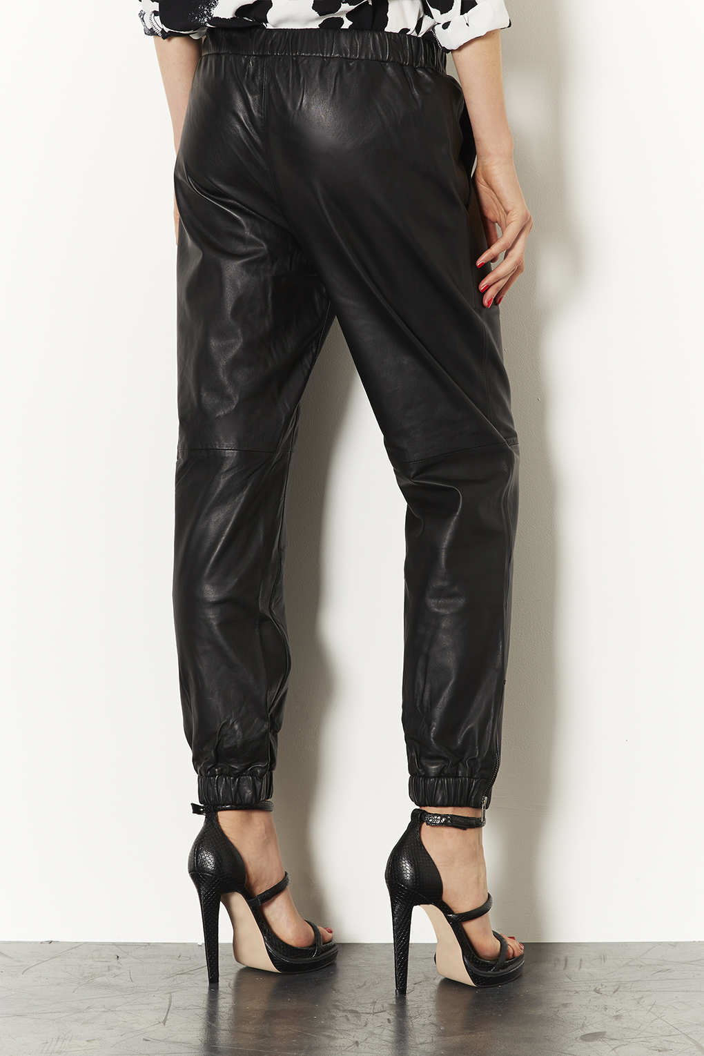 topshop flared leather trousers