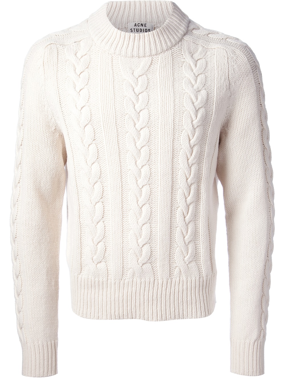 acne white brent cable knit sweater product 1 13627359 404325328