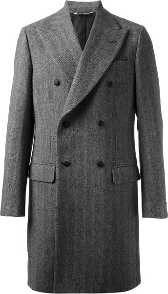 Dolce & Gabbana Double Breasted Coat in Gray for Men (grey) | Lyst