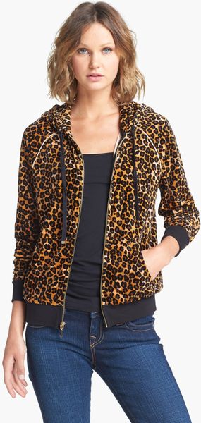 Juicy Couture Leopard Velour Zip Hoodie in Animal (Ginger Leopard) | Lyst