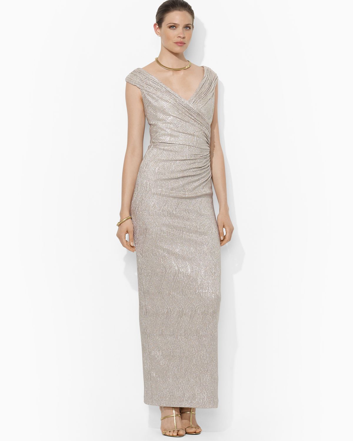 Ralph Lauren Gold Metallic Dress Weddings Dresses Ralph Lauren Gold Metallic Dress