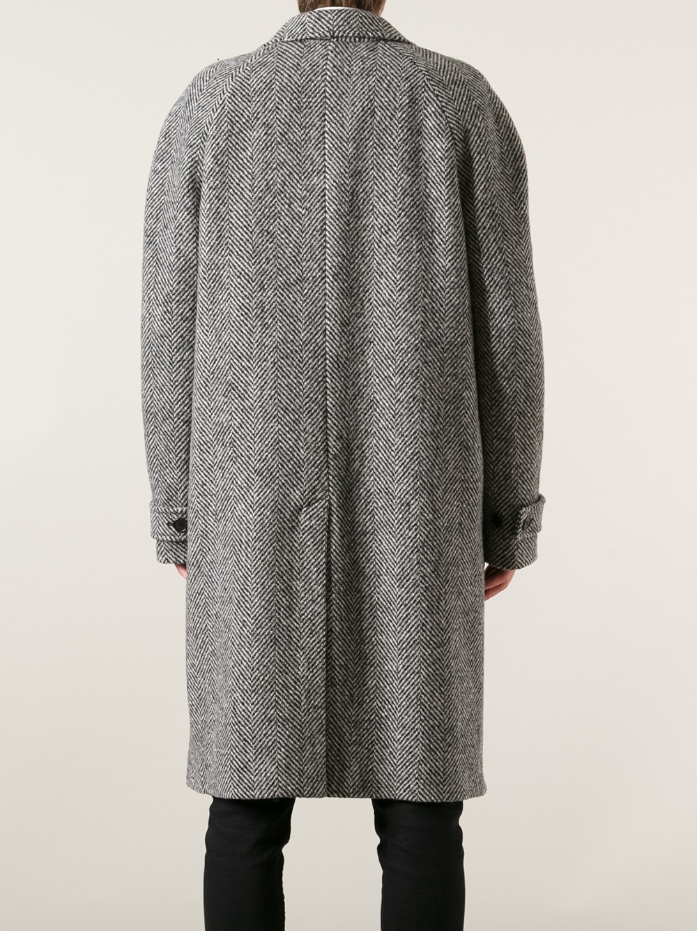 Lyst Saint Laurent Herringbone Boxy Overcoat in Gray for Men