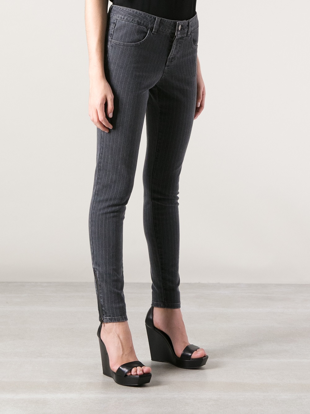 pinstripe skinny jeans womens