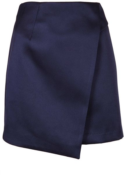 Topshop Navy Lux Satin Wrap Skirt in Blue (NAVY BLUE) | Lyst