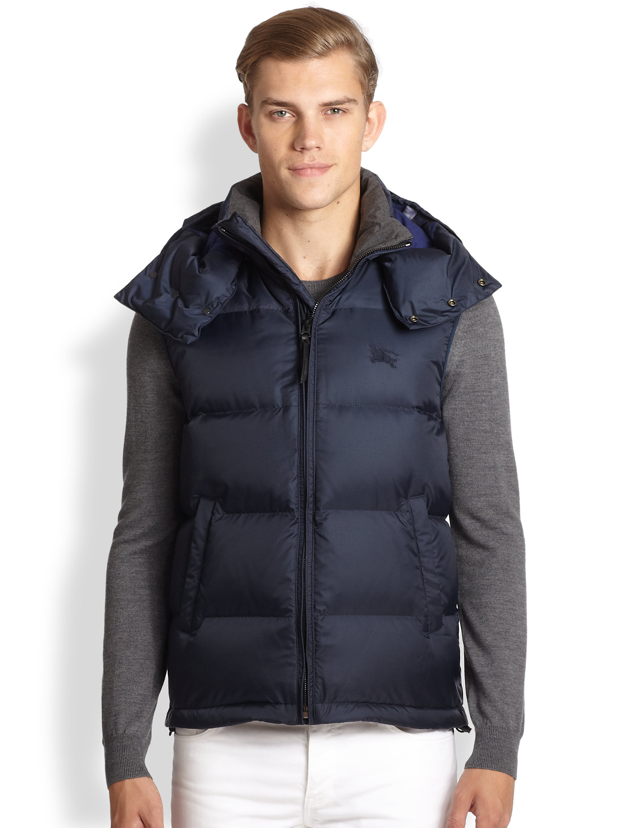 Burberry brit Crosby Puffer Vest in Blue for Men | Lyst