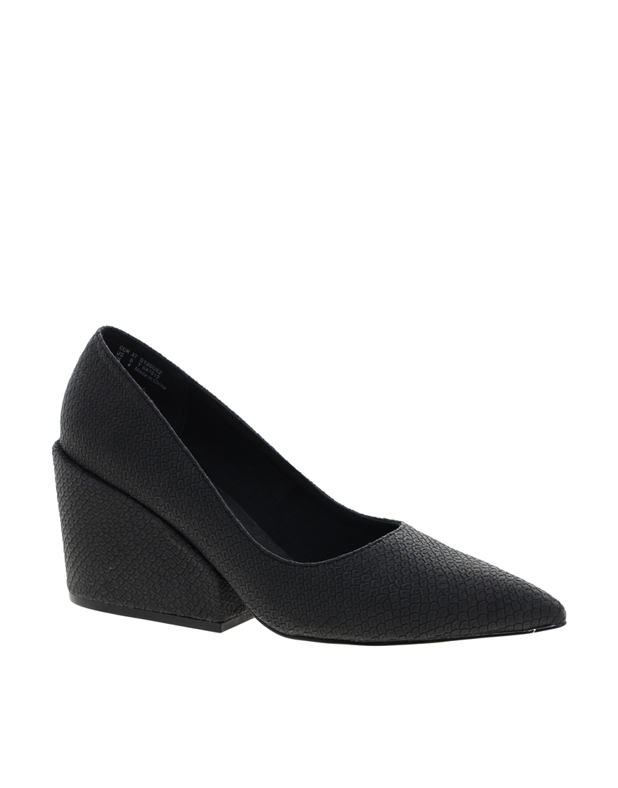 Lyst Cheap monday Cube Heeled Shoes in Black Lyst Cheap monday Cube Heeled Shoes in Black