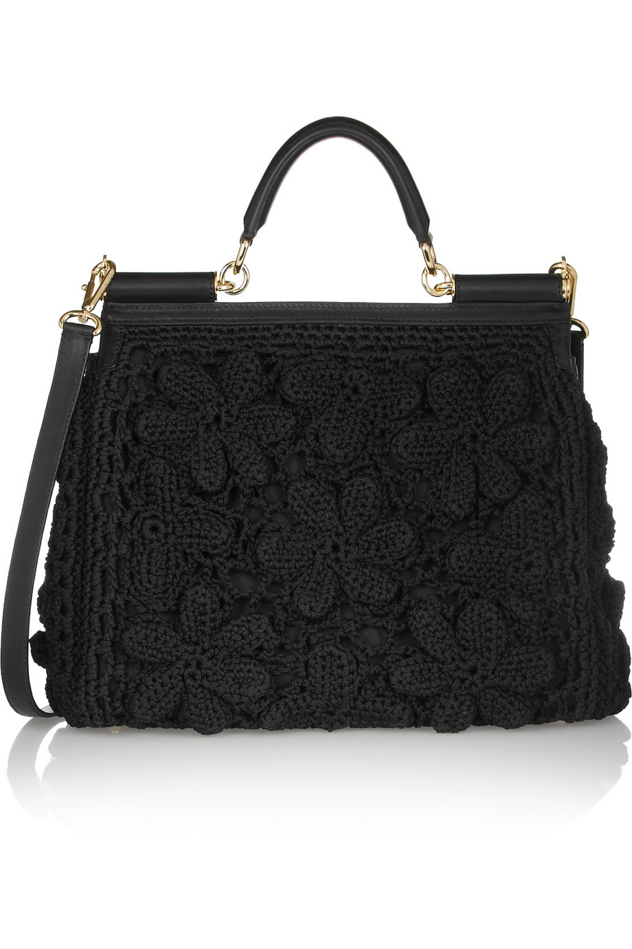 Lyst - Dolce & Gabbana Miss Sicily Crochet and Leather Shoulder Bag in ...