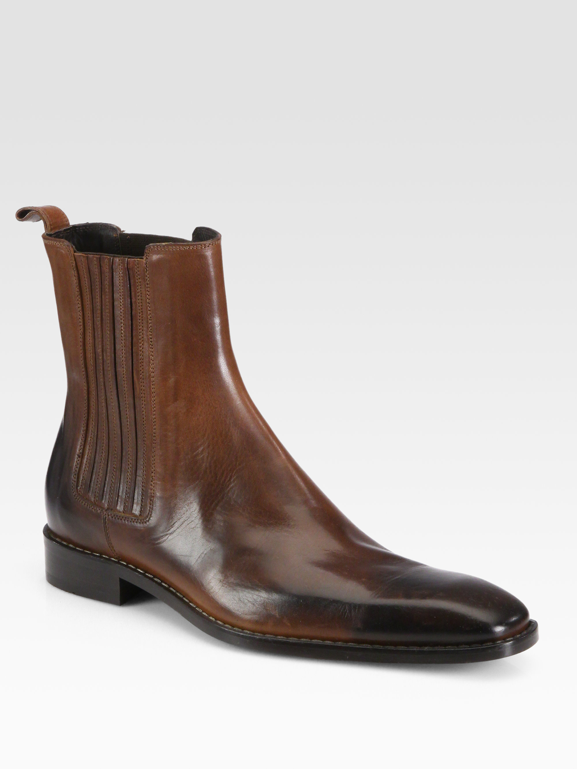 Dsquared² Burnished Leather Ankle Boots in Brown for Men | Lyst