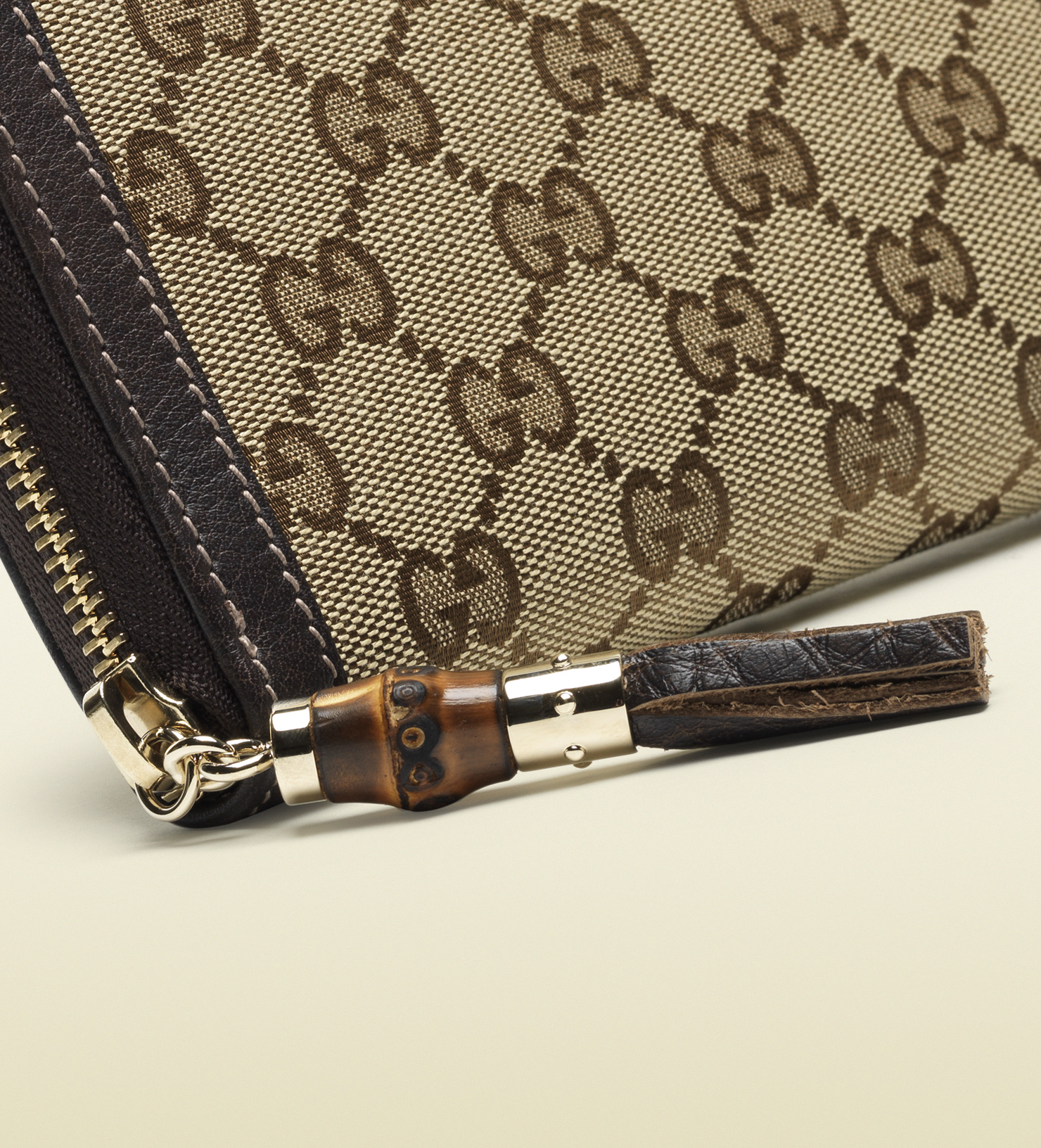 Gucci Zip Around Wallet with Tassel and Bamboo Detail in Brown Lyst
