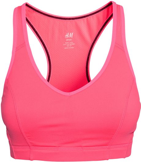 H&m Sports Bra in Pink (Neon pink) | Lyst