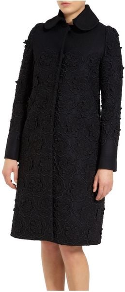 Mulberry Embroidered Coat in Black | Lyst