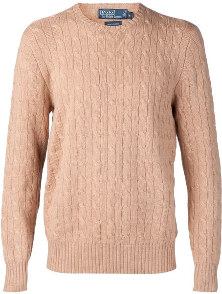 Polo Ralph Lauren Cashmere Cable Knit Sweater in Beige for Men (brown ...