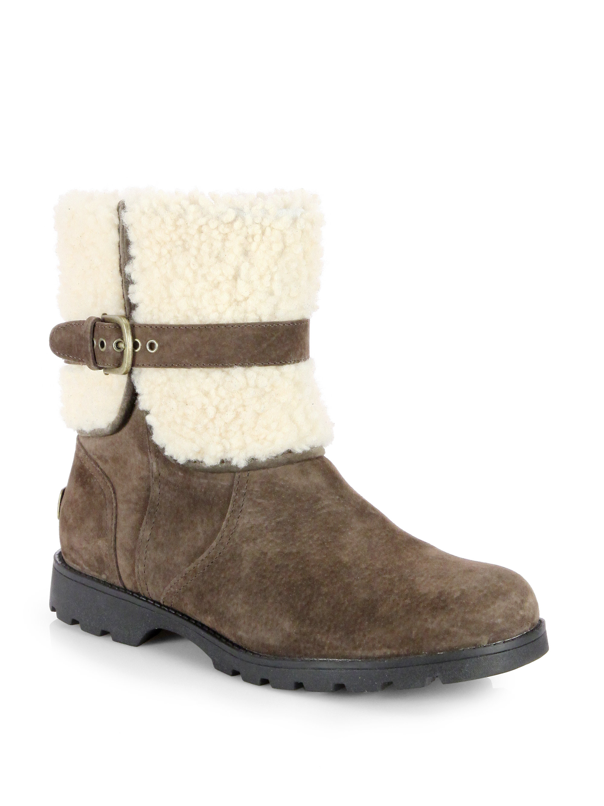 Lyst - Ugg Blayre Shearling-Trimmed Suede Boots in Brown