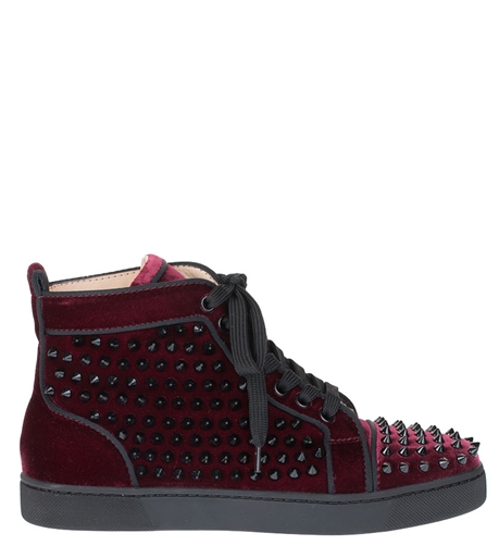Christian louboutin Louis Orlato Velvet Studded Sneakers in Red ...  