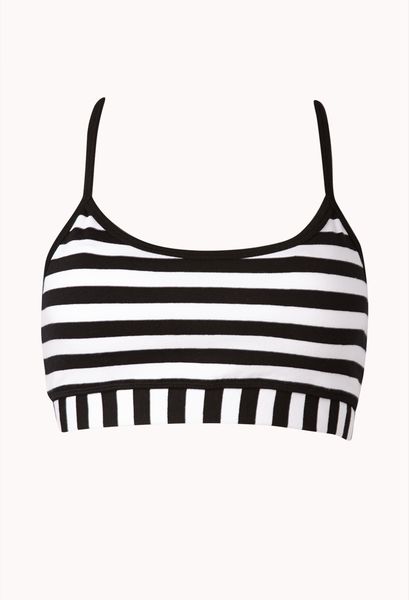 Forever 21 Low Impact Striped Sports Bra in White (BLACK/WHITE) | Lyst