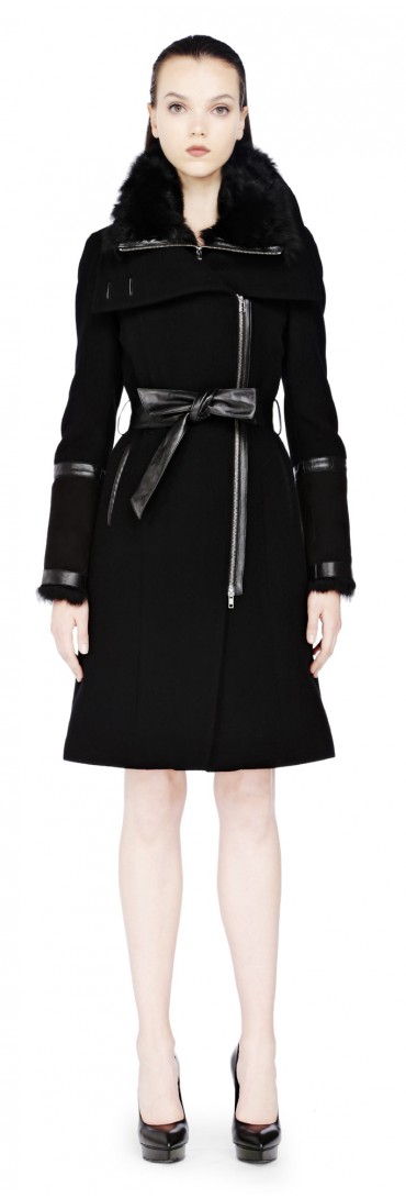 Lyst - Mackage Isabelf3 Long Black Wool Coat With Fur Trim in Black