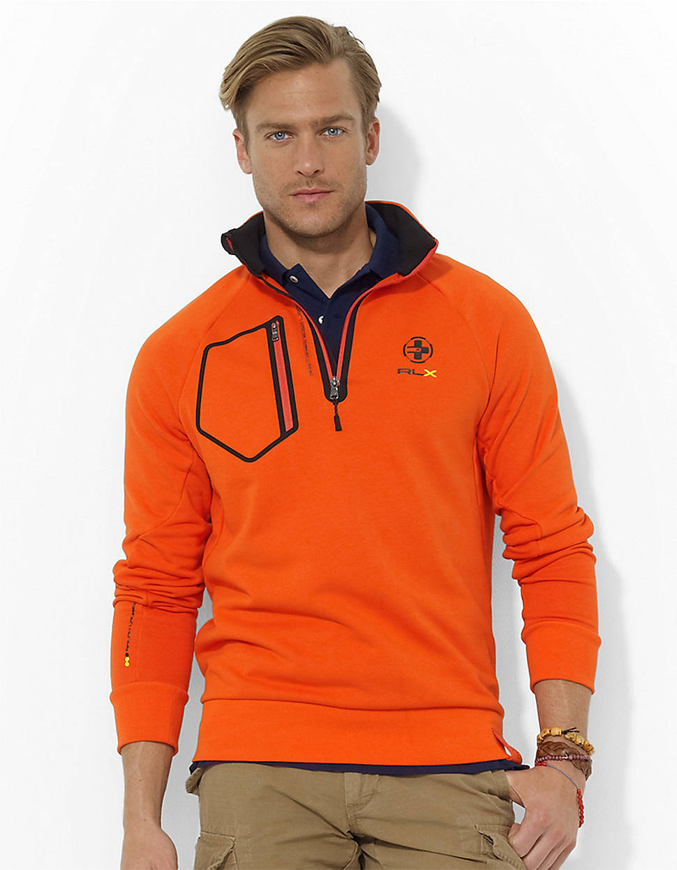 Polo Ralph Lauren Rlx Halfzip Compact Fleece Mockneck Jacket in Orange ...