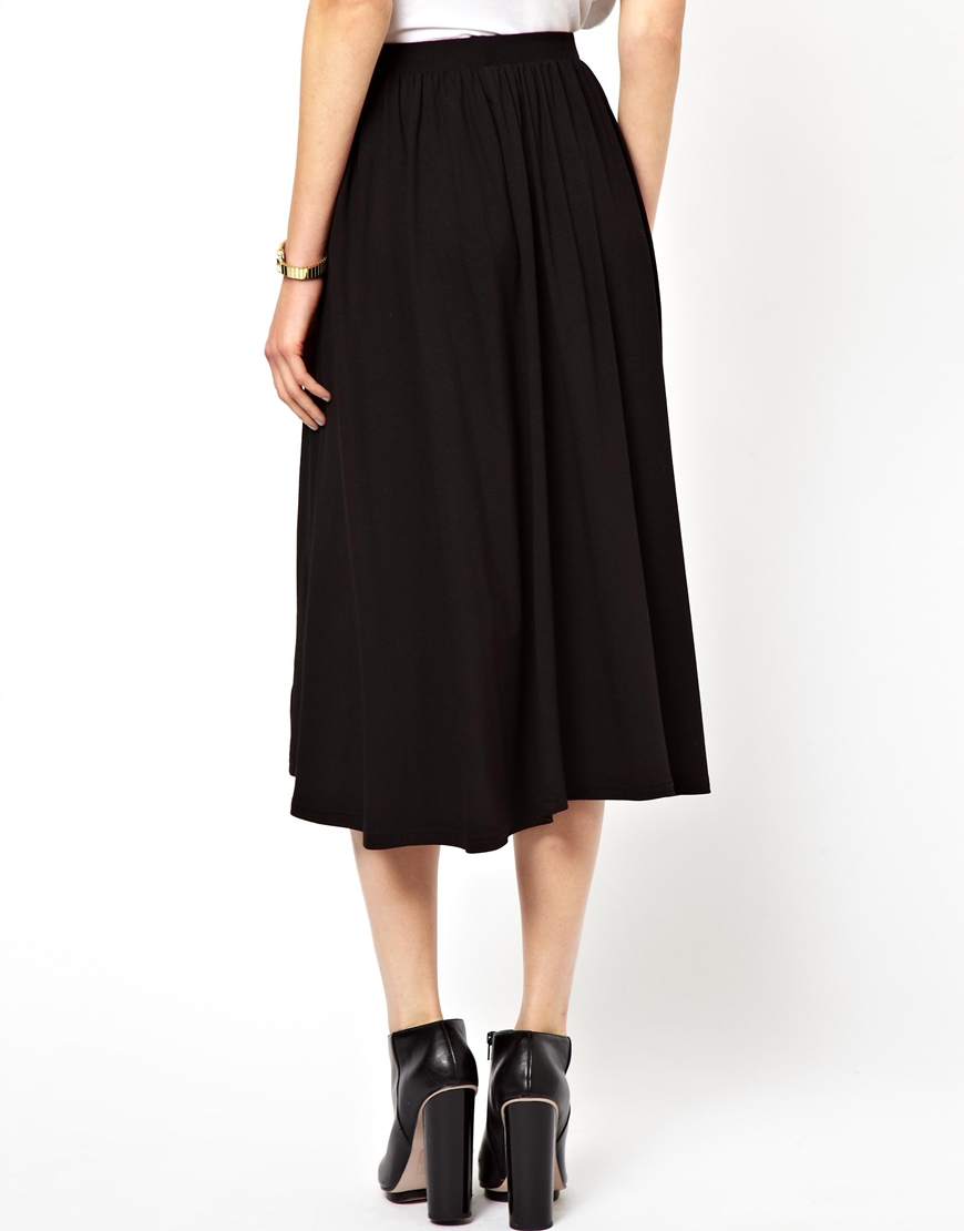 Asos Full Midi Skater Skirt In Black Lyst