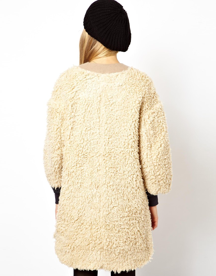 Essentiel Antwerp Haxara Maxi Faux Fur Coat In Cream Revolve Gallery