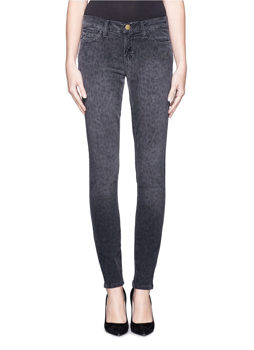 Current/elliott Leopard Print Corduroy Skinny Jeans in Gray | Lyst