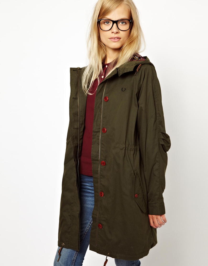 Fred perry Classic Parka in Green | Lyst