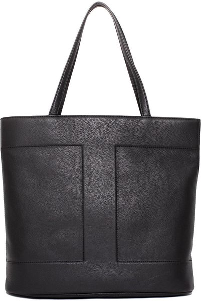 Isaac Mizrahi New York Kay Debossed Leather Tote Bag in Black | Lyst