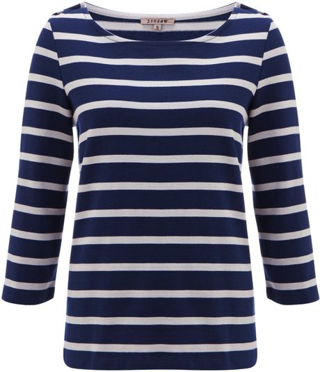 Jigsaw Breton Stripe Top in Blue (Navy/White) | Lyst