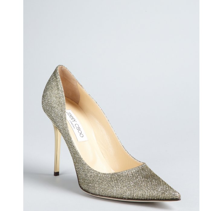 Jimmy Choo Pale Gold Glitter Abel Pointed Toe Pumps in Gold | Lyst